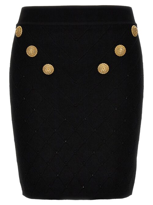 Logo button knitted skirt BALMAIN Black