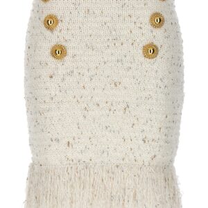 'Fringed Tweed' skirt BALMAIN White