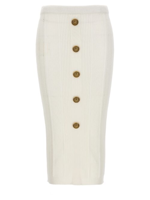 Logo button midi skirt BALMAIN White