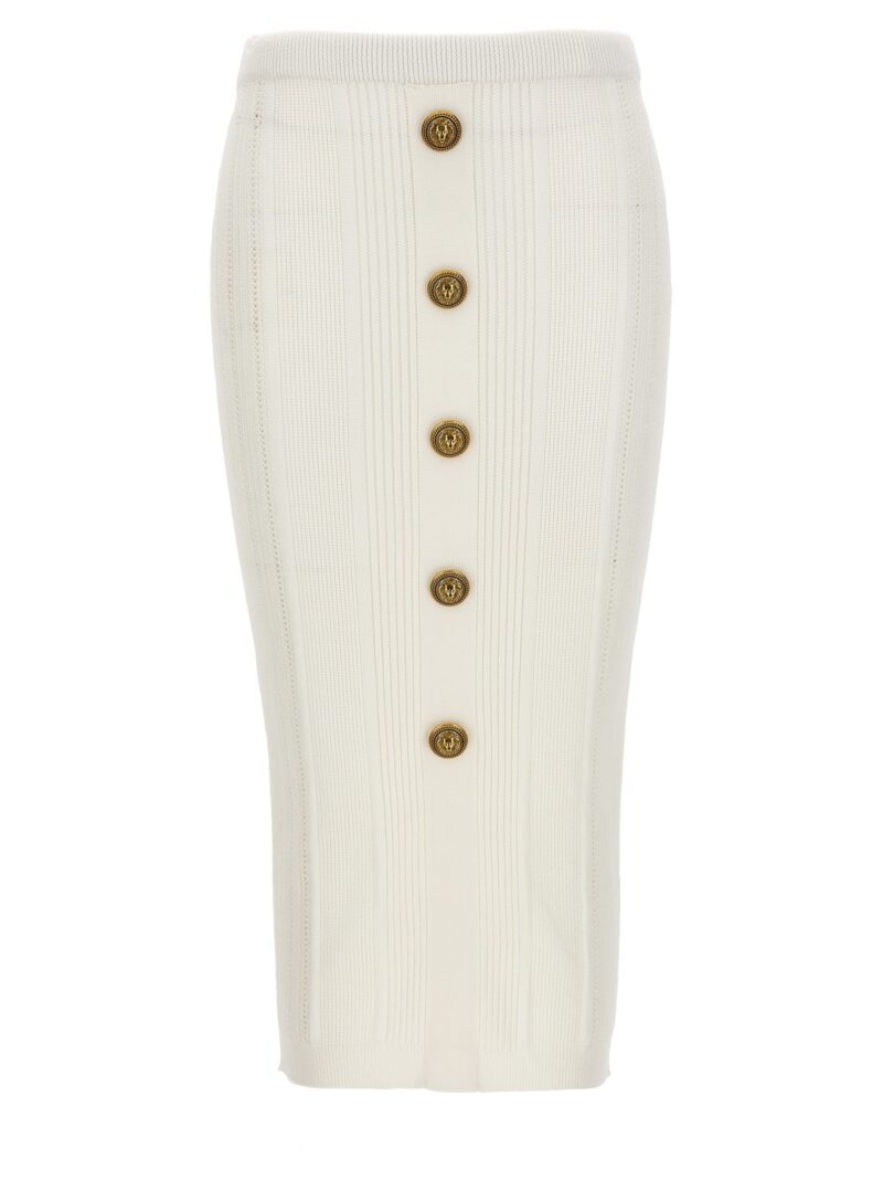 Logo button midi skirt BALMAIN White