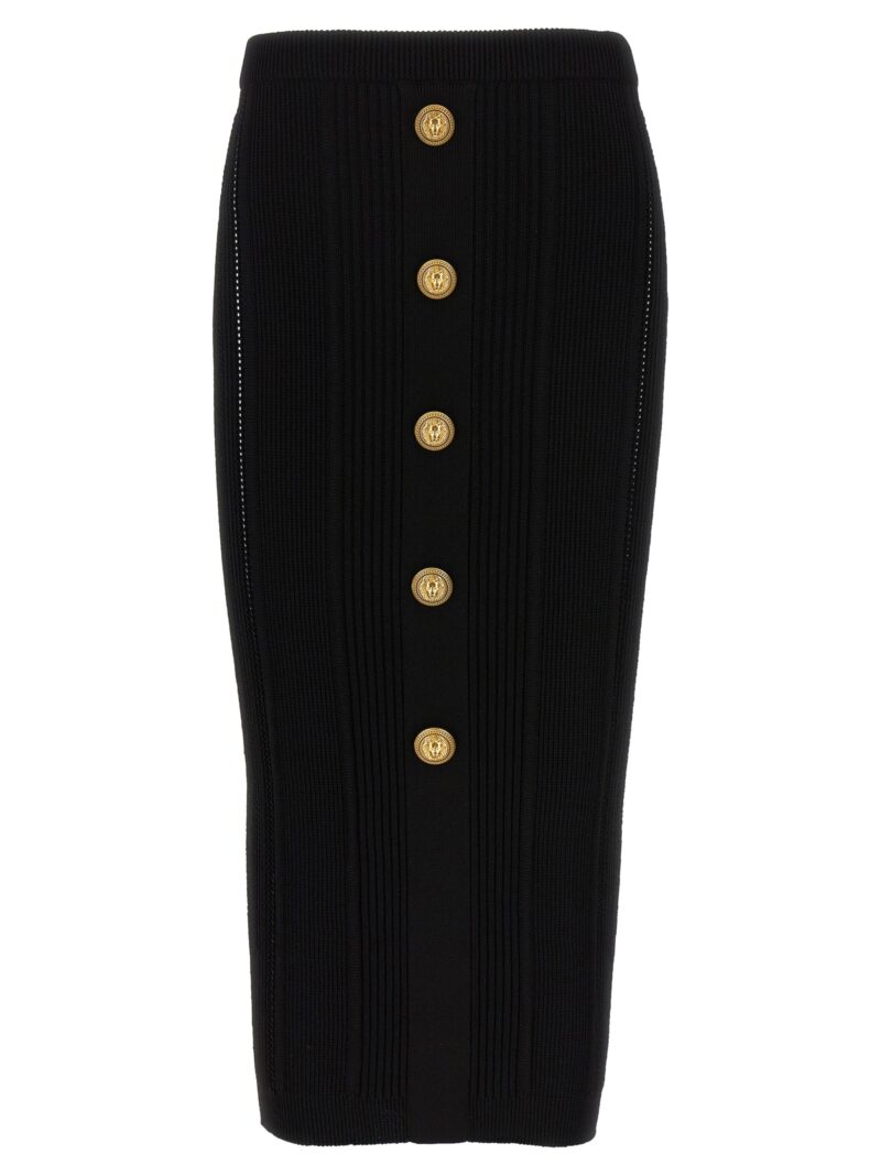 Logo button midi skirt BALMAIN Black