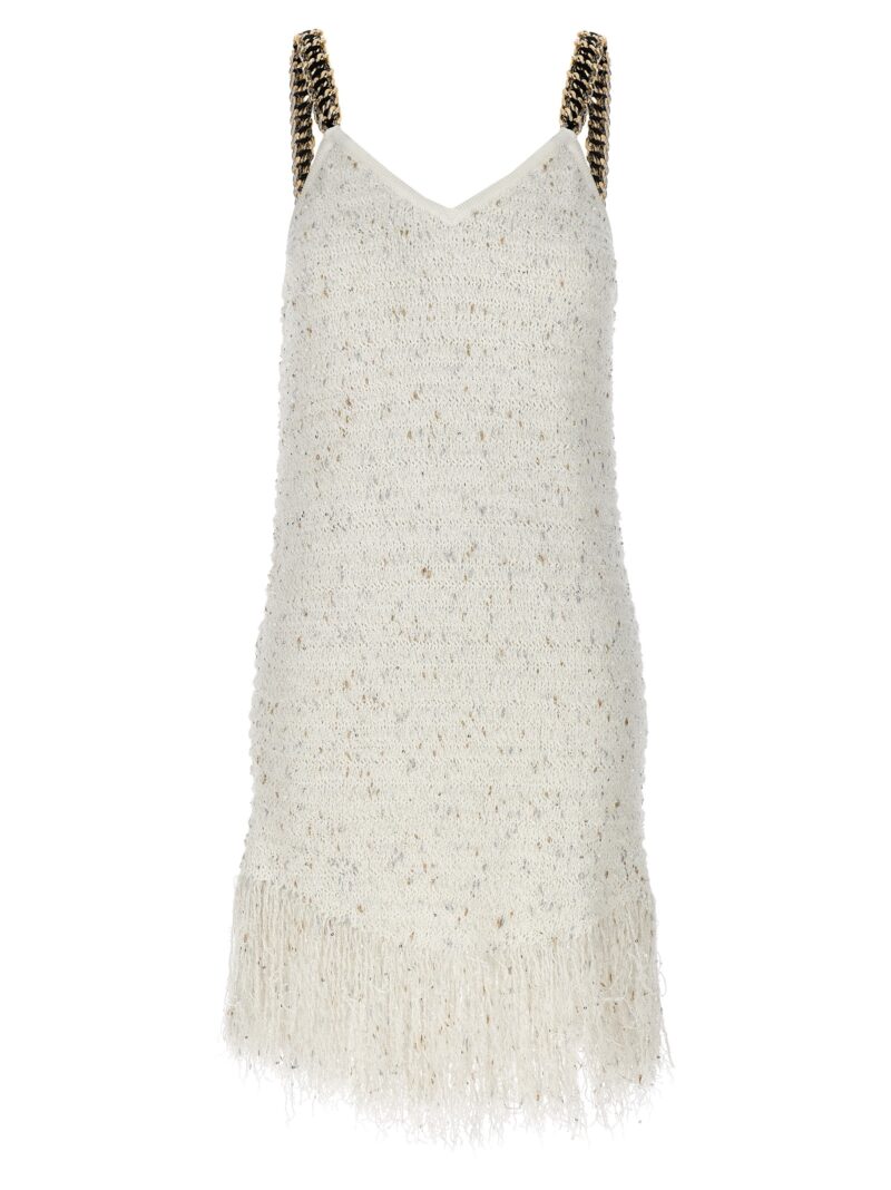 'Fringed Tweed' dress BALMAIN White