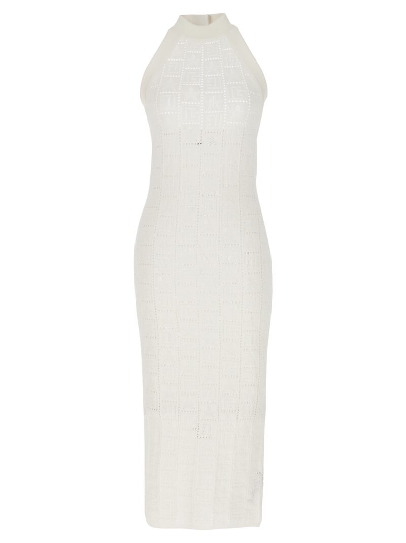 Monogrammed knit dress BALMAIN White