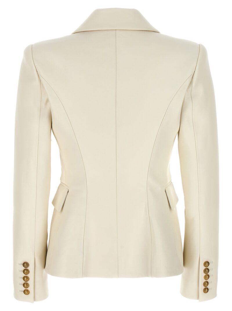 Double-breasted leather blazer CF1SG008LB240DA BALMAIN White