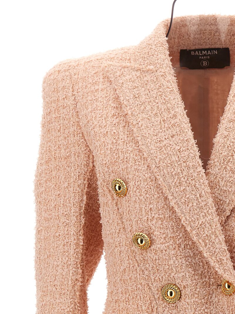 Tweed double-breasted blazer Woman BALMAIN Pink