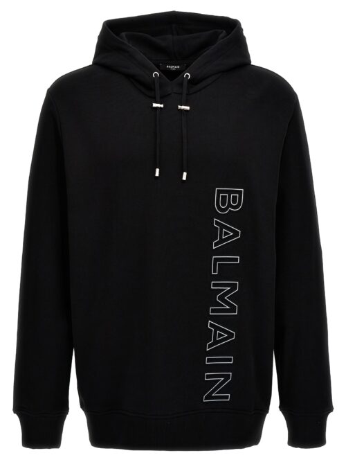 Reflective logo hoodie BALMAIN Black