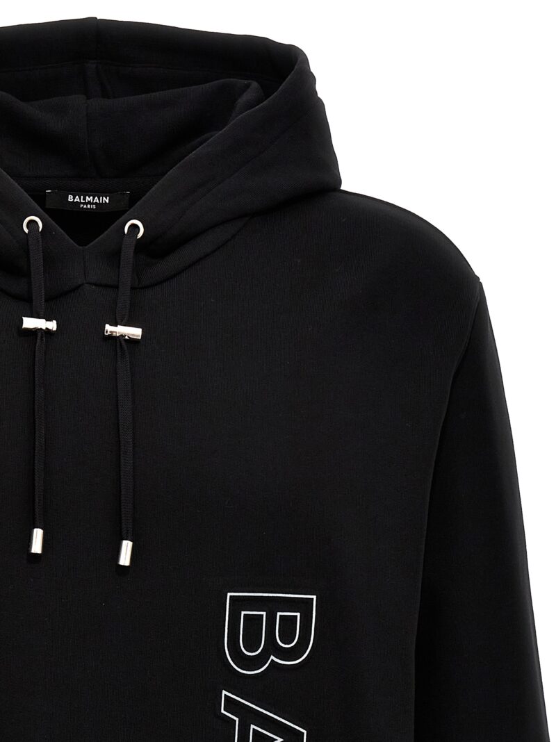 Reflective logo hoodie Man BALMAIN Black