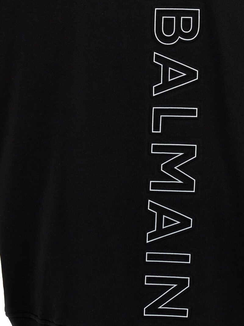 Reflective logo hoodie 100% organic cotton BALMAIN Black