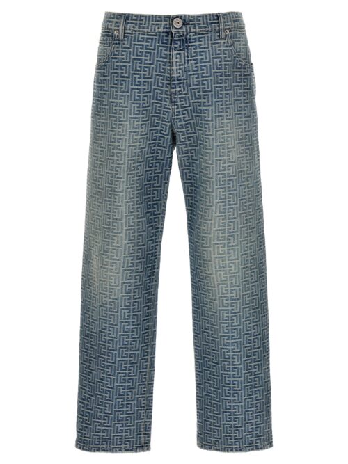 'Monogram' jeans BALMAIN Light Blue