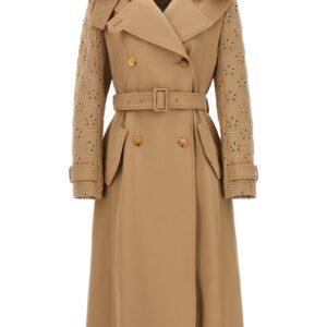 Embroidered hooded trench coat CHLOÉ Beige