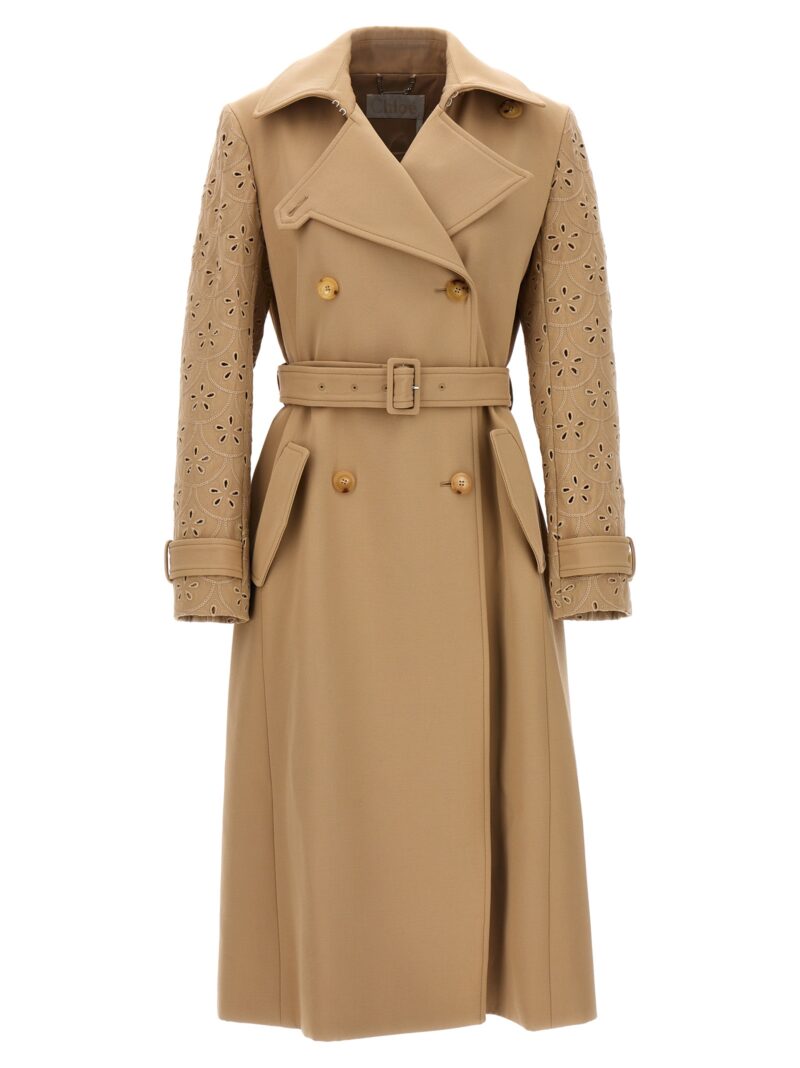 Embroidered hooded trench coat CHC23AMA48070278 CHLOÉ Beige