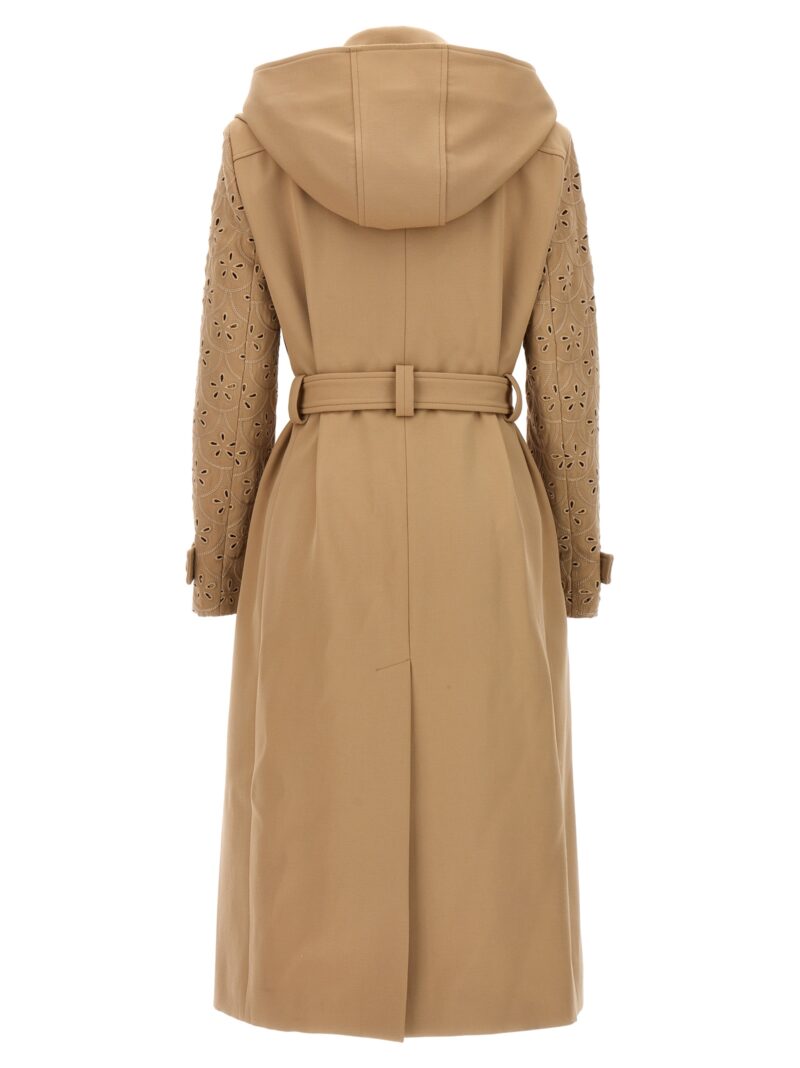 Embroidered hooded trench coat Woman CHLOÉ Beige