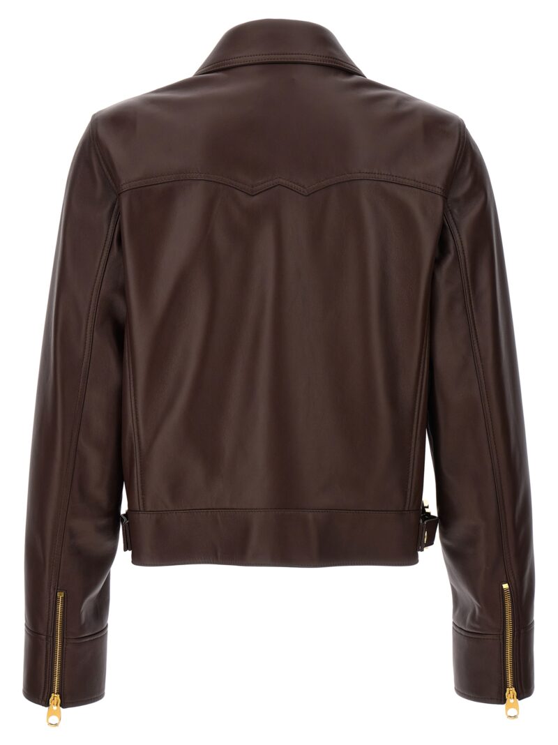 Leather jacket CHC24SCV1720624X CHLOÉ Brown