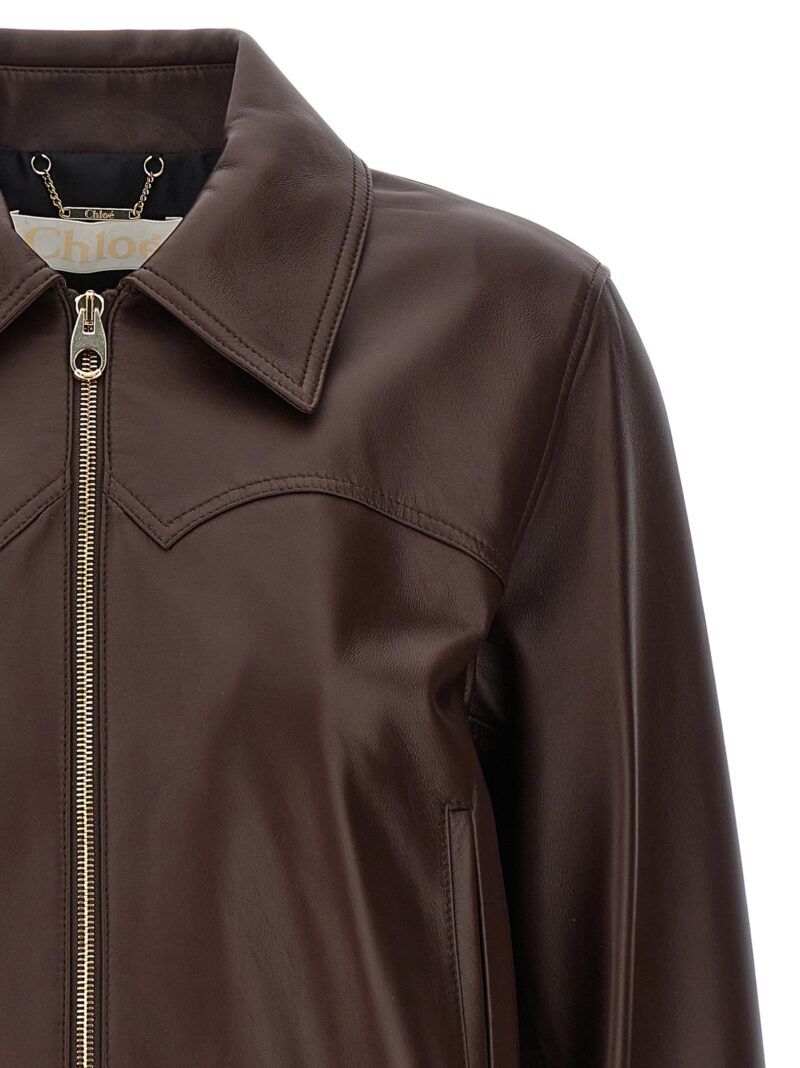 Leather jacket Woman CHLOÉ Brown