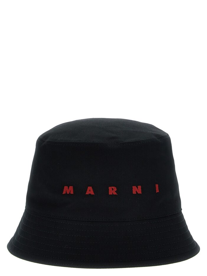 Logo embroidery bucket hat MARNI Black