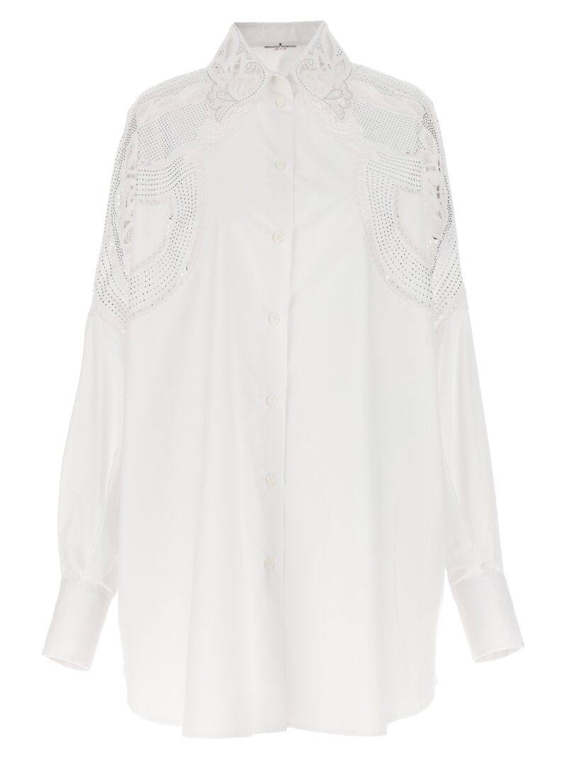 Rhinestone embroidery shirt ERMANNO SCERVINO White