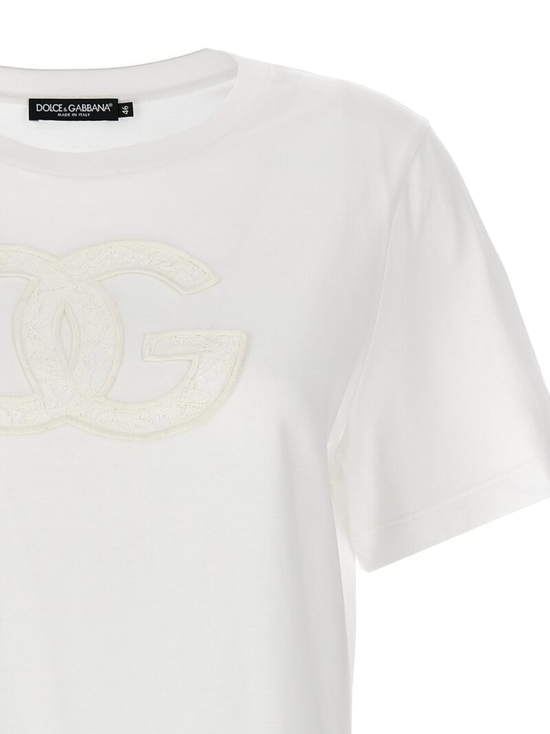 Lace logo T-shirt Woman DOLCE & GABBANA White