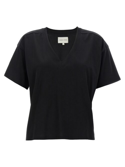 V-neck T-shirt LOULOU STUDIO Black