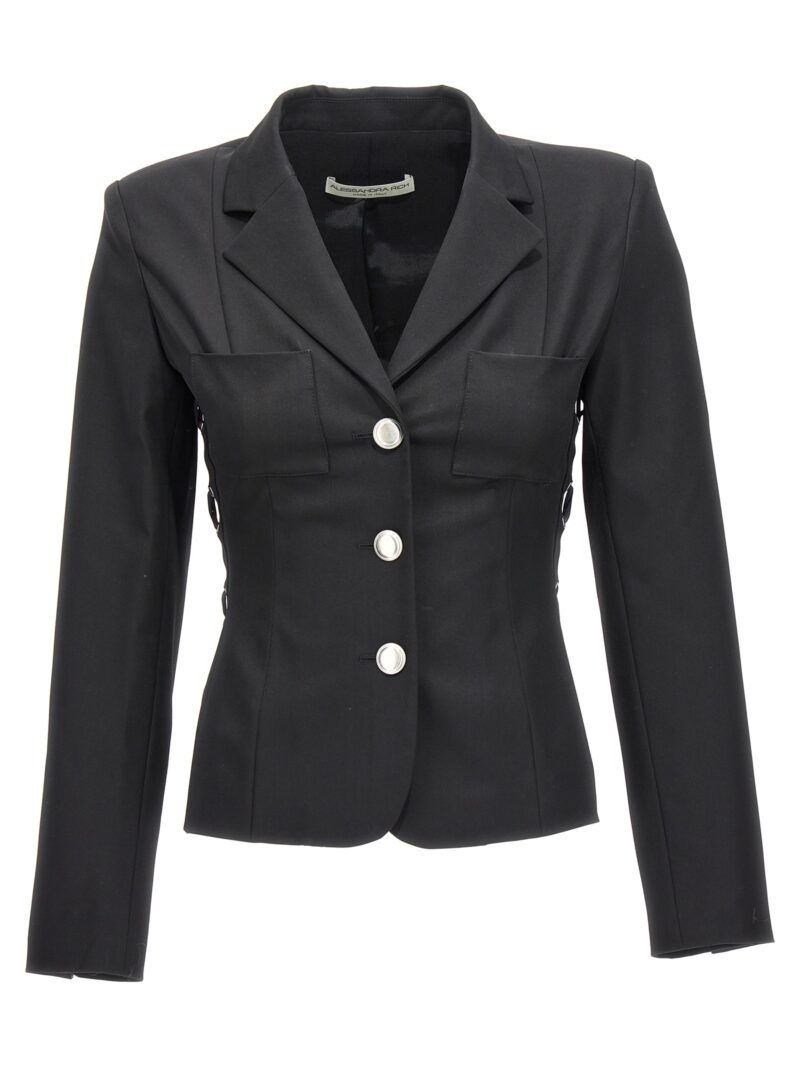 Single breast lace-up blazer jacket ALESSANDRA RICH Black