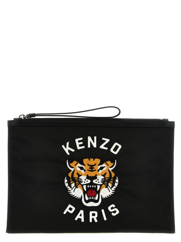 Logo embroidery clutch bag KENZO Black