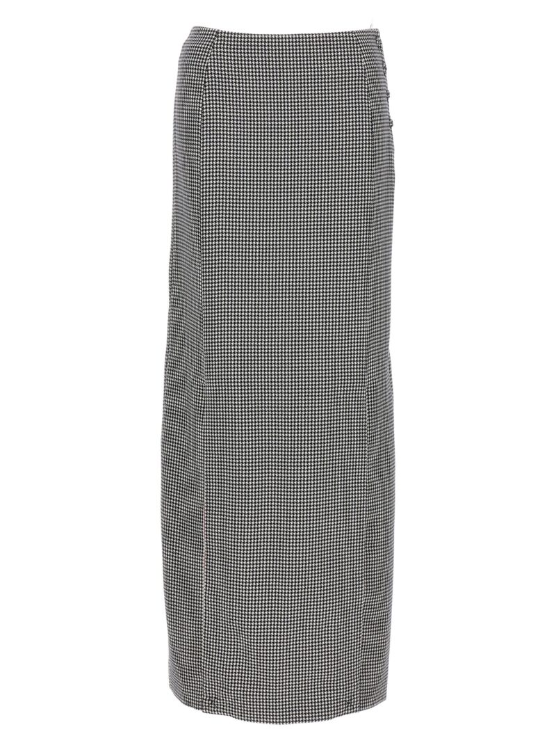 Pied de poule long skirt THOM BROWNE White/Black