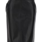 Leather midi skirt FENDI Black