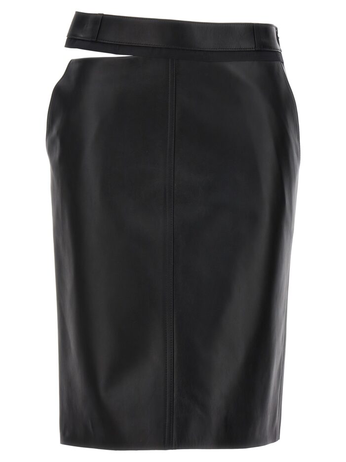 Leather midi skirt FENDI Black