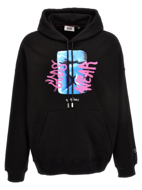 Logo print hoodie GCDS Black