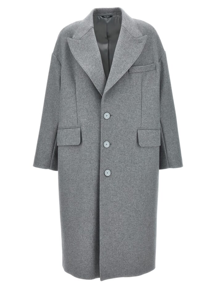 Single-breasted wool coat DOLCE & GABBANA Gray