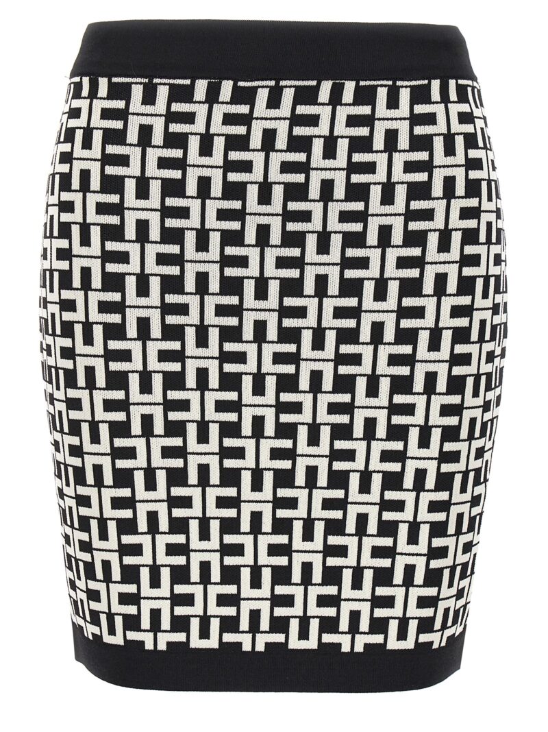 Jacquard logo skirt ELISABETTA FRANCHI White/Black