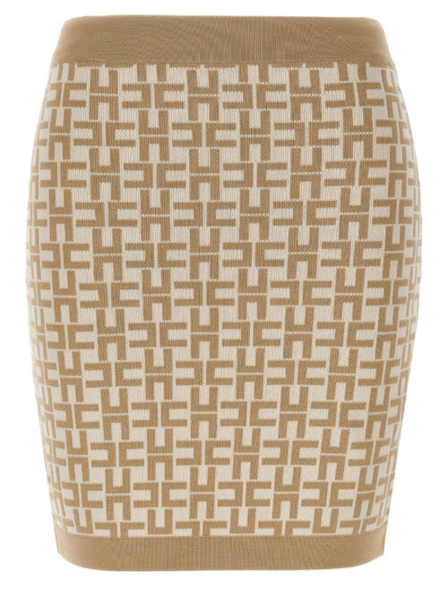 Jacquard logo skirt ELISABETTA FRANCHI Beige