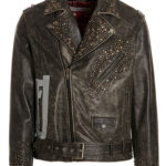 Distressed leather biker jacket GOLDEN GOOSE Black