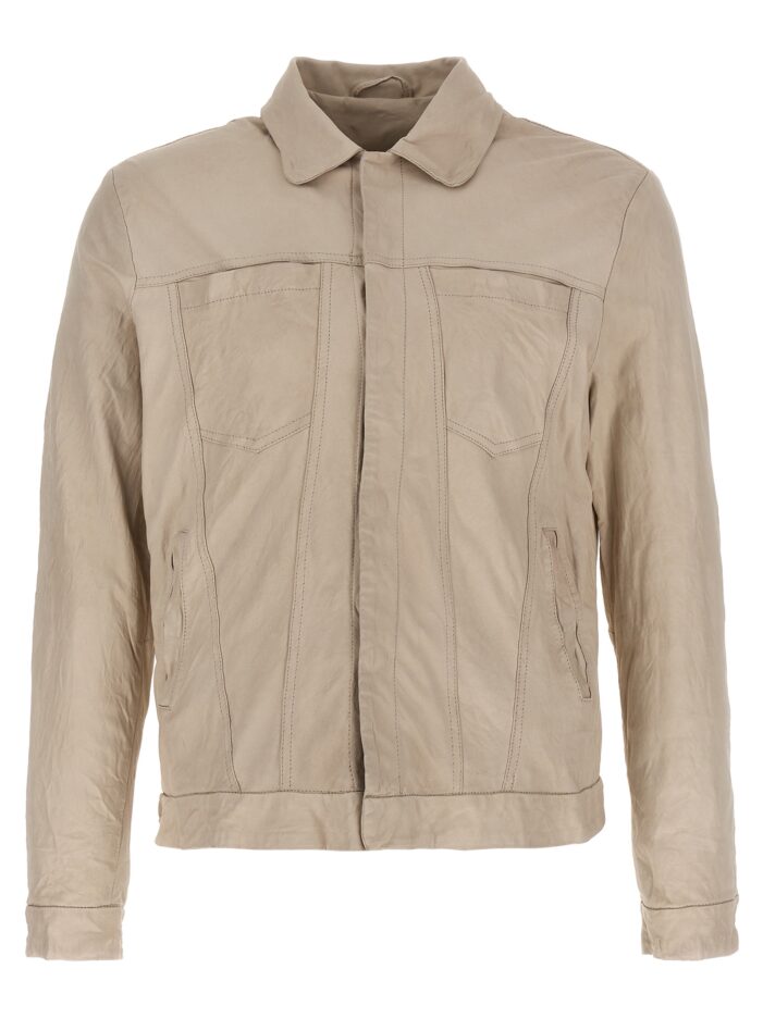 'Trucker' leather jacket GIORGIO BRATO White