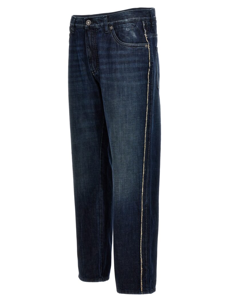 Fringed stitching jeans Man DOLCE & GABBANA Blue