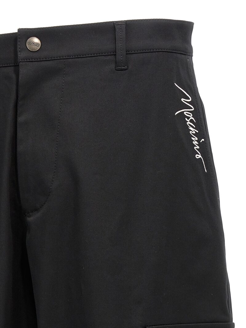 Logo embroidery pants Man MOSCHINO Black