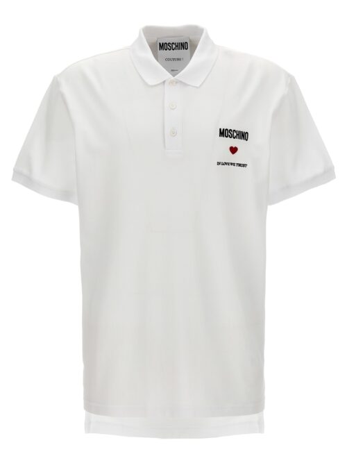 'In love we trust' polo shirt MOSCHINO White