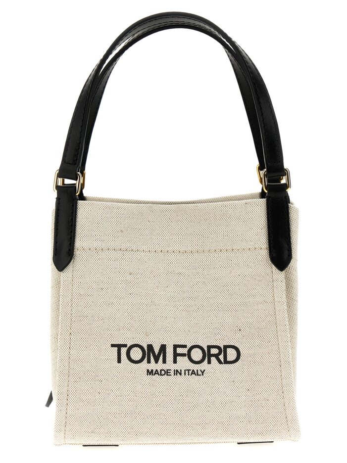 Logo canvas handbag TOM FORD White/Black