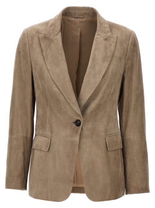 Suede blazer BRUNELLO CUCINELLI Beige