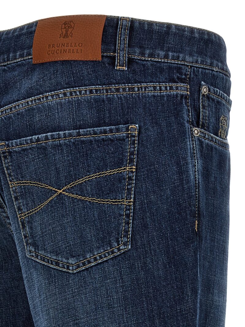 Logo embroidery jeans 100% cotton BRUNELLO CUCINELLI Blue