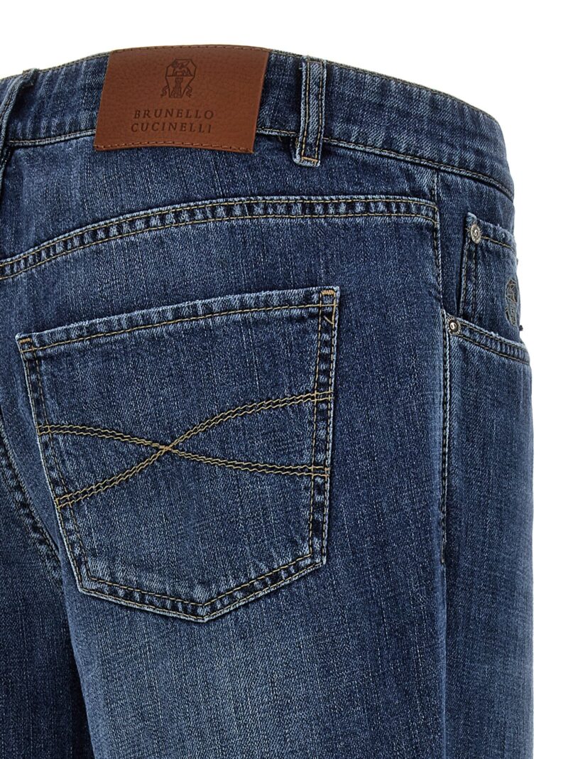 Logo embroidery jeans 100% cotton BRUNELLO CUCINELLI Blue