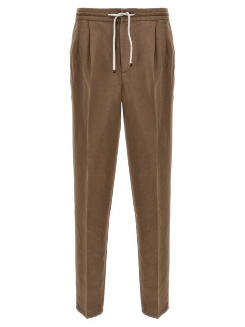 Linen blend trousers BRUNELLO CUCINELLI Brown