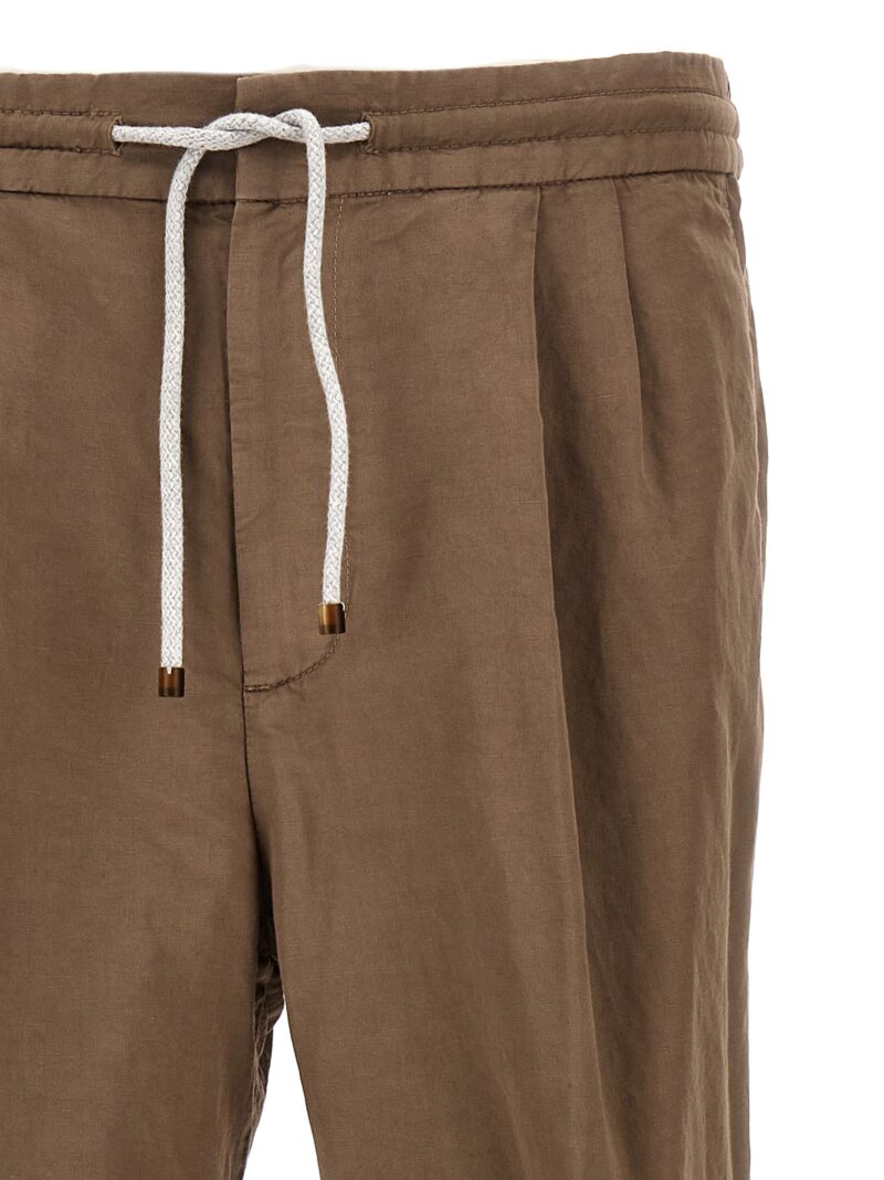 Linen blend trousers Man BRUNELLO CUCINELLI Brown