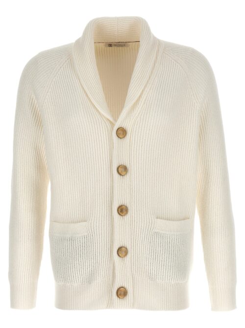 Logo buttons cardigan BRUNELLO CUCINELLI White