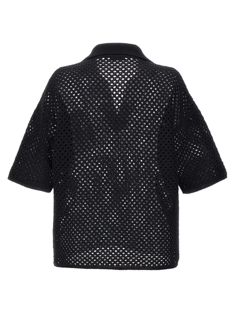 Openwork fabric polo shirt M78764705C101 BRUNELLO CUCINELLI Black