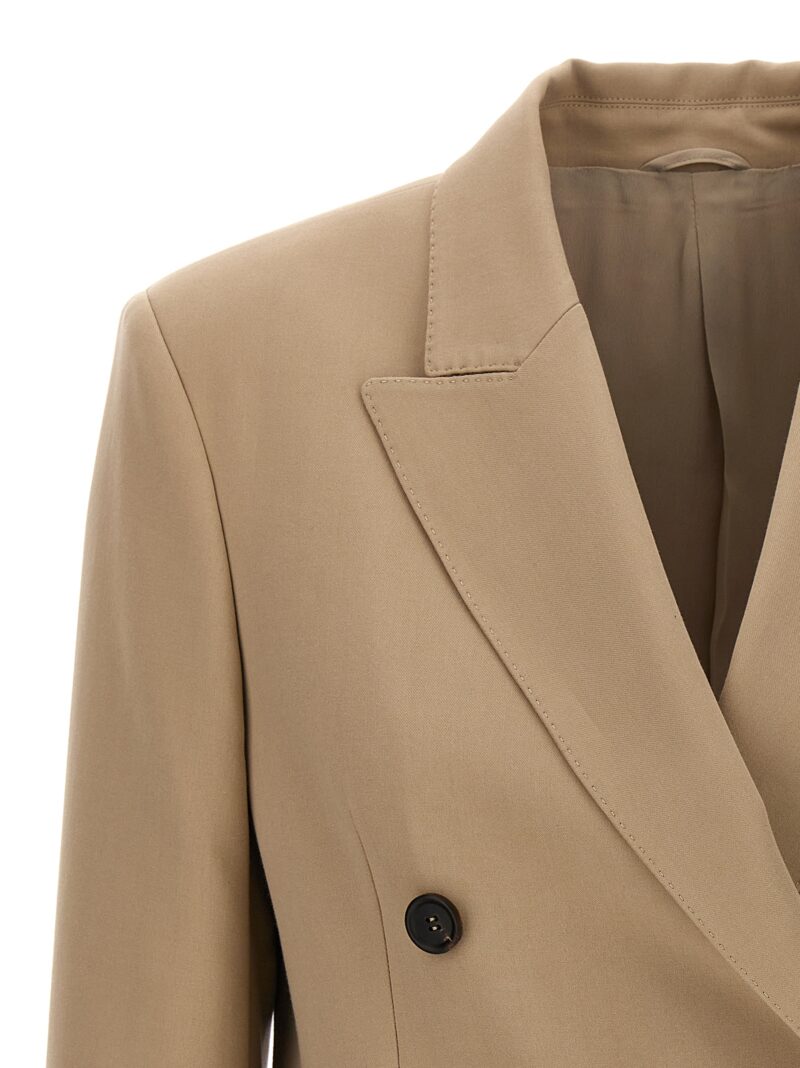 Double-breasted cotton blazer Woman BRUNELLO CUCINELLI Beige