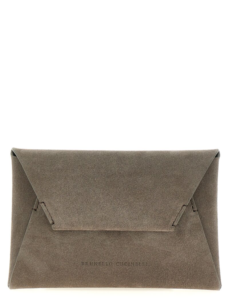 Suede clutch BRUNELLO CUCINELLI Gray