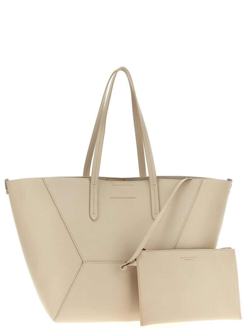 Leather shopping bag Woman BRUNELLO CUCINELLI Beige