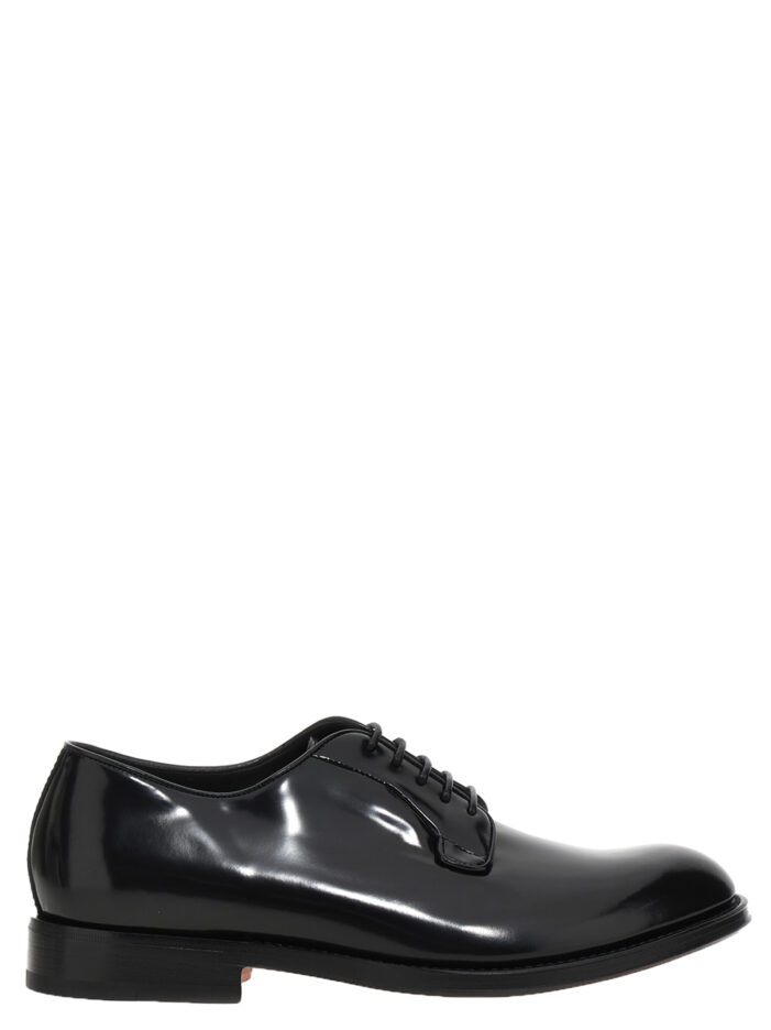 Shiny leather lace up shoes SANTONI Black
