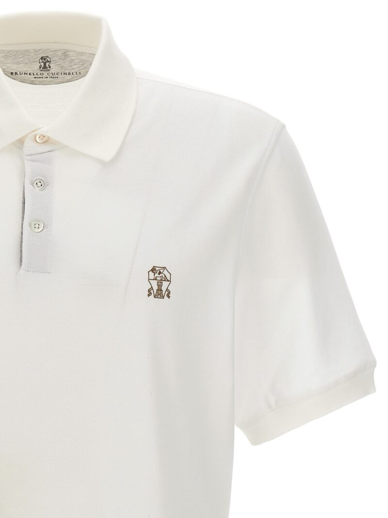 Logo print polo shirt Man BRUNELLO CUCINELLI White