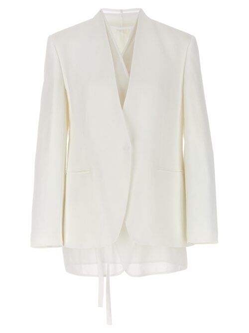 Single-breasted organza insert blazer BRUNELLO CUCINELLI White